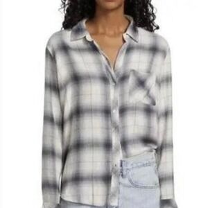 NWT Rails Hunter Button Down Shirt in White Steel Plaid Size Small